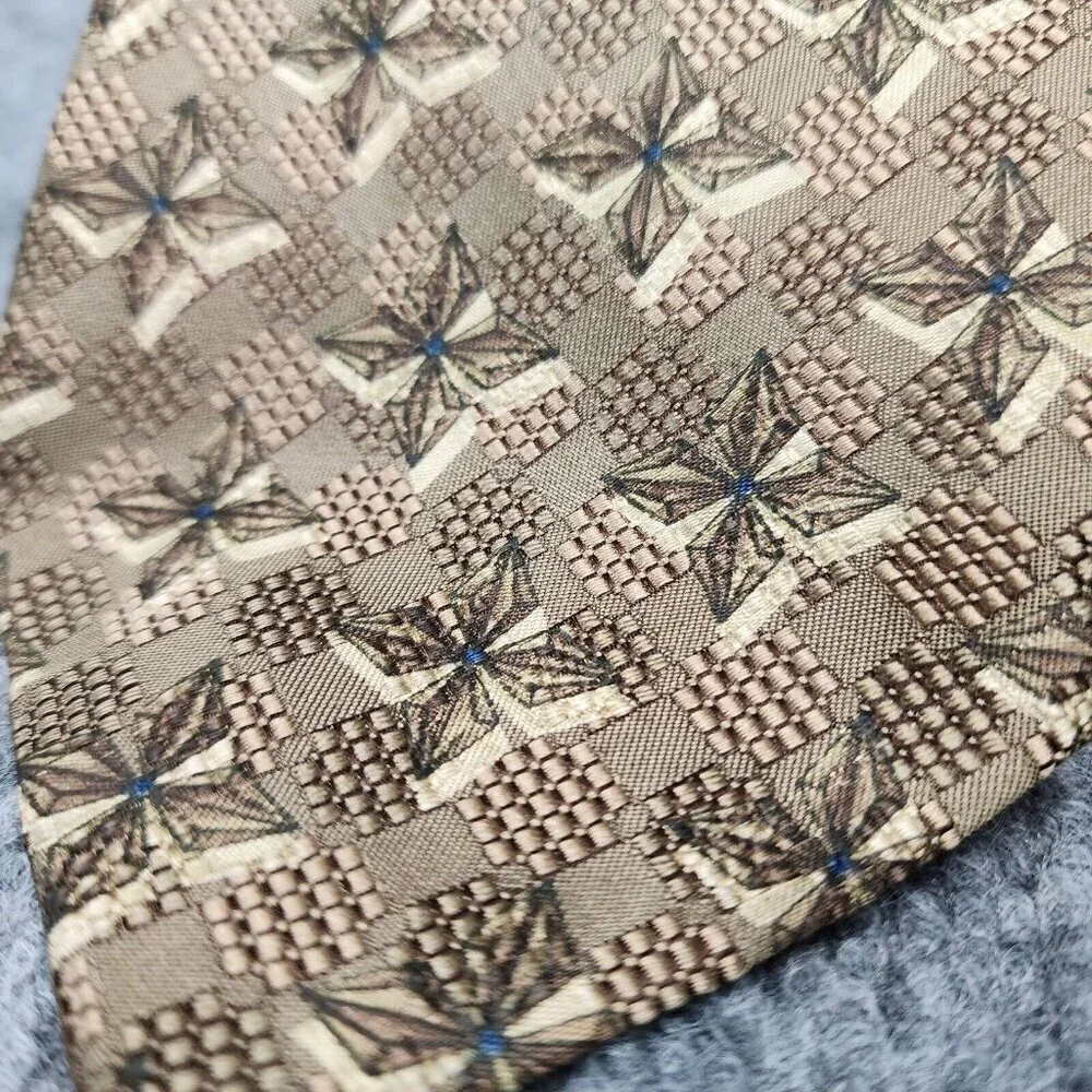 Ermenegildo Zegna Italy Silk Tie‎ Woven Silk Necktie Luxury Brown Gold $395
